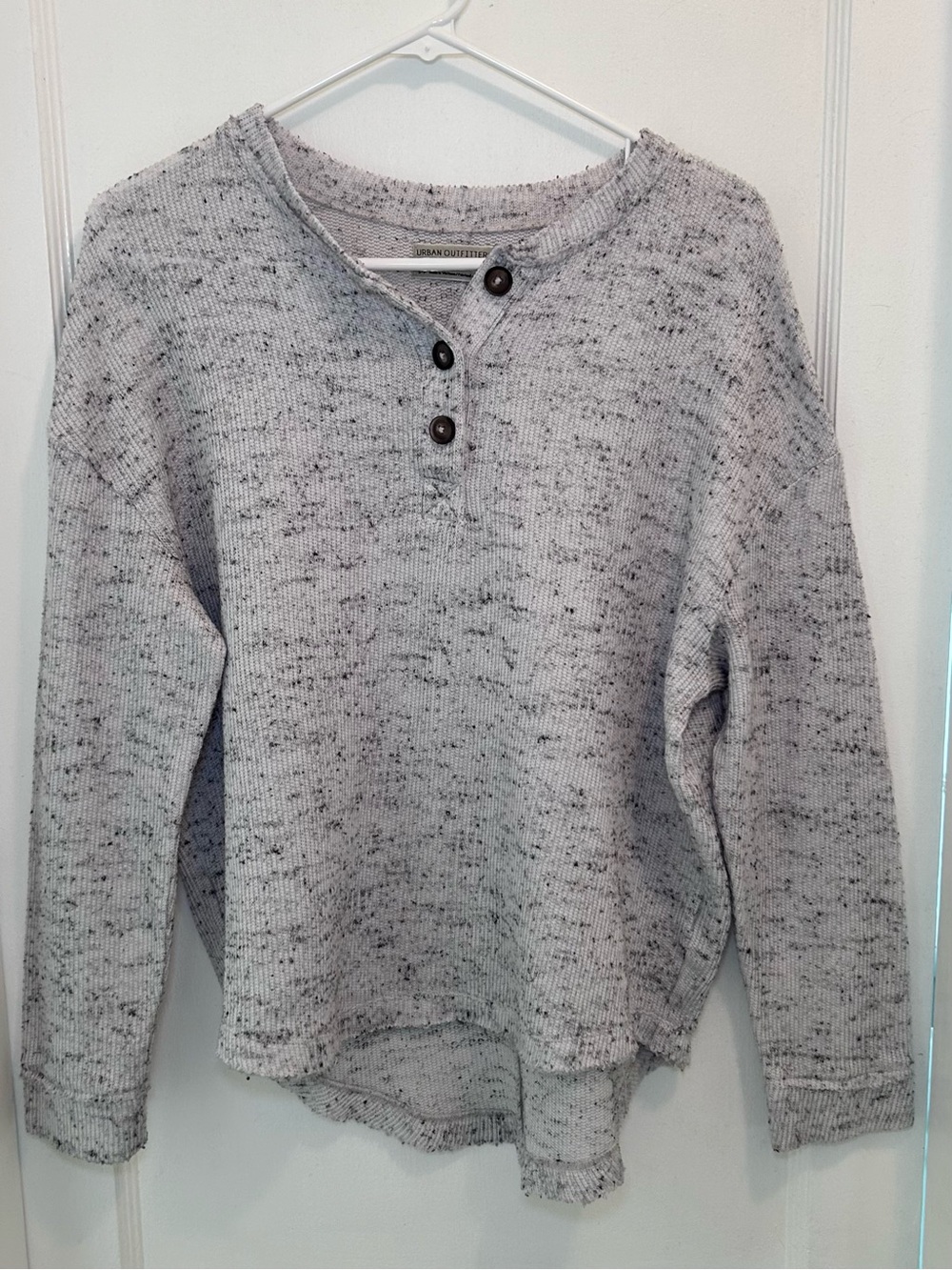 Urban Outfitters Gray Heathered Henley Button Pullover Knit Top Womens S